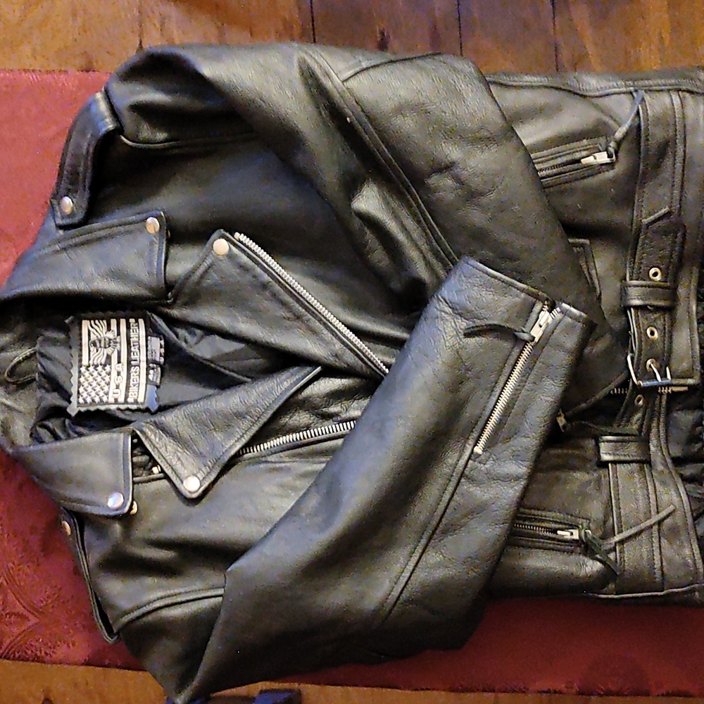 Bikers leather jacket, 44, black